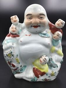 Chinese Famille Rose Porcelain Sitting Laughing Buddha 