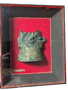 Pre Columbian Chancay Silver Kero Qero Fragment Gold Gilding Framed