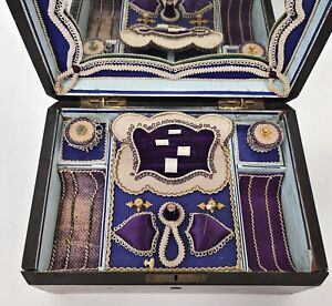 1870s Fancy Sewing Box Etui German Repaired 