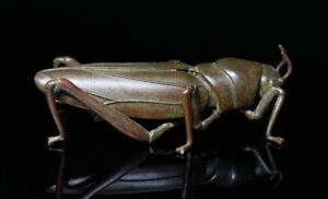 Vtg Antique Japanese Bronze Articulated Grasshopper Figurine Sculpture Signed