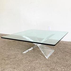 Postmodern Lucite Glass Top Coffee Table
