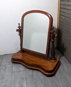 Antique Victorian Mahogany Vanity Dresser Top Table Shaving Swivel Mirror Stand