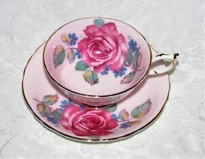 Vintage Paragon Large Cabbage Rose Cup And Saucer 1950 S Double Warrant
