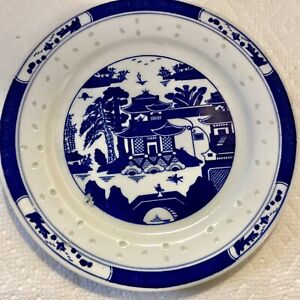 Vintage Chinese Export Porcelain Plate Blue White Canton Bright Color B57