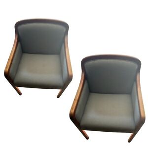 Pair Of Vintage Mid Century Walnut Arm Chairs