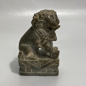 Vintage Chinese Carved Stone Marble Foo Dog Bookend 1 4 Tall