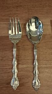 Serving Fork And Spoon Set International Silver Interlude Pattern