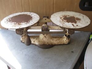 Vintage Antique Penn Scale Phila Pa Bakers Balance Beam Scale Plates Diam 9 