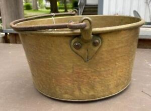 Early Antique Primitive Country Kitchen Brass Bucket Pail