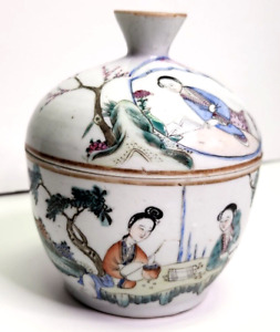Vintage Porcelain Chinese Rice Pot Bowl With Lid