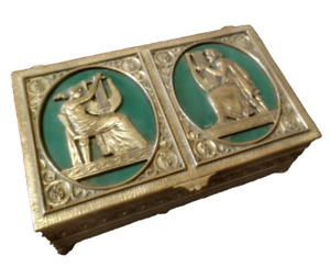 Oscar Bach Large Bronze Box With Enamel Fully Signed Amazing 