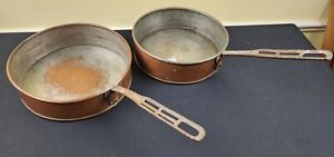 Antique Endriss Philadelphia Copper Tinned Skillet Iron Handle Lot Pan Cookware