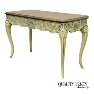 Vintage Louis Xv French Country Style Shell Carved 2 Drawer Console Hall Table