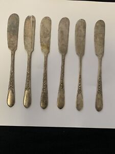 Wm Rogers I S Priscilla Lady Ann 6 Silverplate Butter Knives Vintage 1940 S