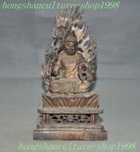 8 Old Tibet Buddhism Bronze Warrior Hold Katana Fudo Acalanatha Buddha Statue