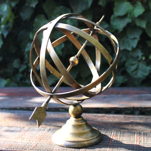 Vtg Brass Armillary Sphere With Arrow Nautical Maritime Astrolabe Globe 10 