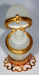 Antique C1800 S French Palais Royal Small Opaline Egg Casket Perfume Bottle