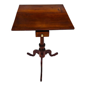 Antique Mahogany Candle Stand Match Drawer 