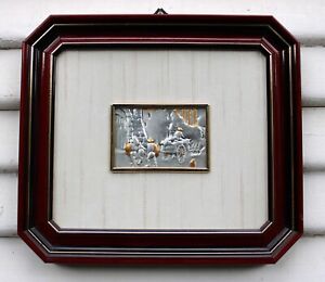 Vtg Sterling Silver Framed Wall Plaque Italian Scenery Made In Italy 1