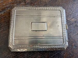 Antique Silverplate M S R Co Cigarette Case Laurel Leaf Edge Art Deco No Mono