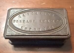 Cascarine Advertising Carved Wood Box Postal Stamp Paper Litho Antique