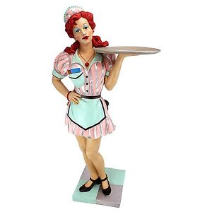 Eu9342 Retro Rosie Diner Dame Serving Table Statue 1950 S Luncheonette Flair 