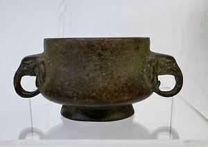 Small Chinese Antique Bronze Censer Xuan Mark Dia 3 1 8 Inches