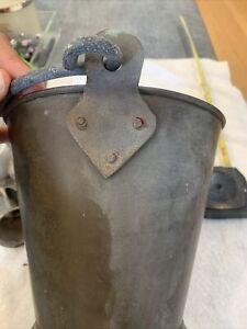 Vintage Brass Bucket Pail With Handle Pedestal Base