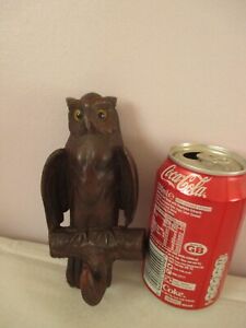 Black Forest Swiss Carved Wooden Owl Key Hook Wood Carving