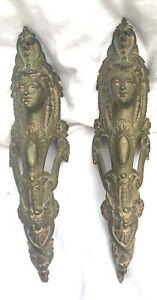 Antique French Empire C 1800 2 Ormulu Gilded Bronze Table Legs Mounts