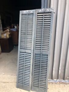 Great Pair Vintage Victorian Louver House Shutters Blue Green 66 5 X 14 X 1 1 8 