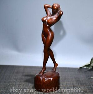 7 2 Old Chinese Boxwood Wood Hand Carved Beautiful Woman Statue Sculpture