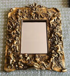 French Rococo Vintage Heavy Gold Table Mirror 10 X 8 