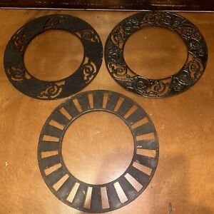 3 Antique Cast Iron Stove Pipe Collar Heat Ring Grates Register Covers 13 Diamet