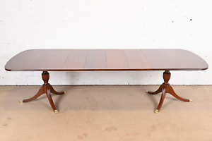 Henkel Harris Georgian Mahogany Double Pedestal Extension Dining Table