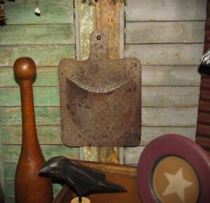 Primitive Vtg Style Country Cottage Verdigris Cutting Board Wall Pocket Tin