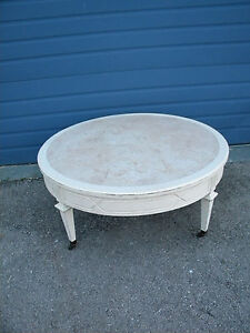 French Round Distressed Painted Coffee Table 6479