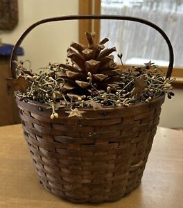 New England Estate Find Vintage Antique Primitive Split Wood Basket Display