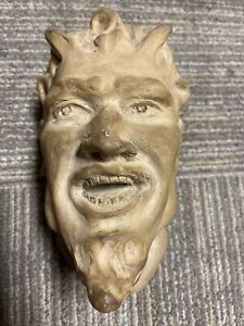1912 Antique Devil Demon Gargoyle Monster Head Sculpture Oddities Signed Chase