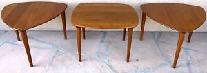 Set 3 Gustav Bahus Mid Century Modern Side Tables Teak Made In Norway Vintage