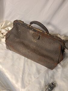 Antique 1800 S Genuine Walrus Hide Leather Doctor S Medical Bag Monogramed L B P