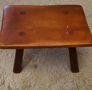 Vintage Cushman Colonial Creation Maple Cricket Foot Stool W Label Tag
