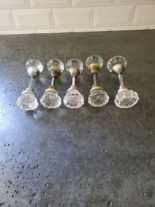 Set Of 5 Vintage Glass Door Knobs Lot