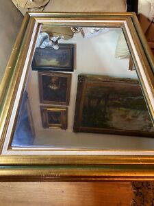 Large Green And Gold Framed Beveled Edge Wall Mirror 32 0 W X 45 5 L X 1 5 D