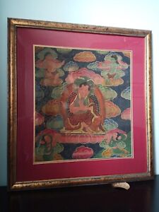 Authentic Bought In Tibet Vintage Tibetan Thangka Custom Framed 