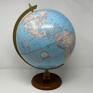 Vintage Cram S The World Book Globe Wood Base 12 Diameter Early 1990s 1 Dent