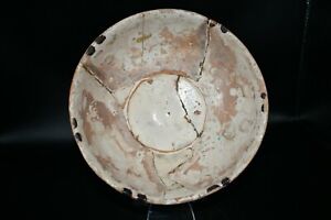 Ancient Near Eastern Nishapur Ceramic Glazed Pottery Bowl Circa 9th Century