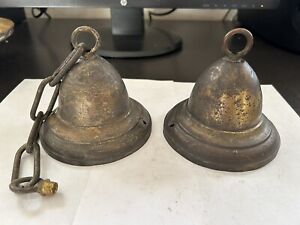 Pair Antique Shabby Brass Canopy Ceiling Chain Pendant Light Fixture To Restore