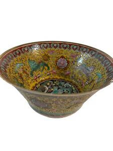 Chinese Yellow Hand Painted Pattern Bowl Beautiful Small Bowl Vintage