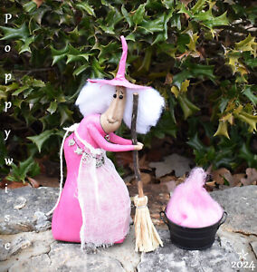 Ooak Primitive Love Spell Halloween Folk Art Witch Doll 14 Tall Poppywise
